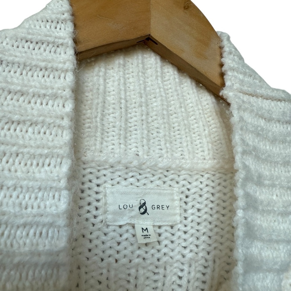 Lou & Grey Women's Ivory Mock Neck Sweater M Pom-Pom Detail Casual Alpaca Blend - Picture 8 of 9